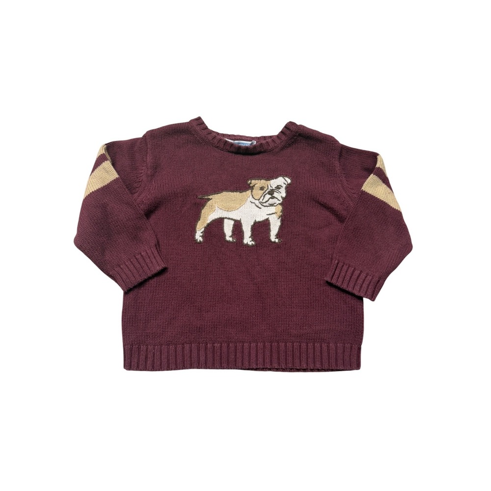 Janie and Jack Bulldog Sweater 12–18 Months Burgundy Preppy Baby Knit